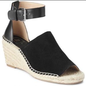 GAP Black Suede Peep Toe Espadrilles Size 8.5